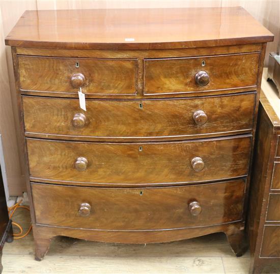 A Victorian mahogany bowfront chest, W.97cm